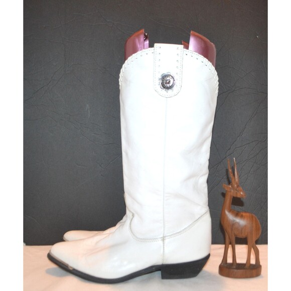 Dingo Vintage White Leather Silver Metal 1980s - Picture 2 of 7